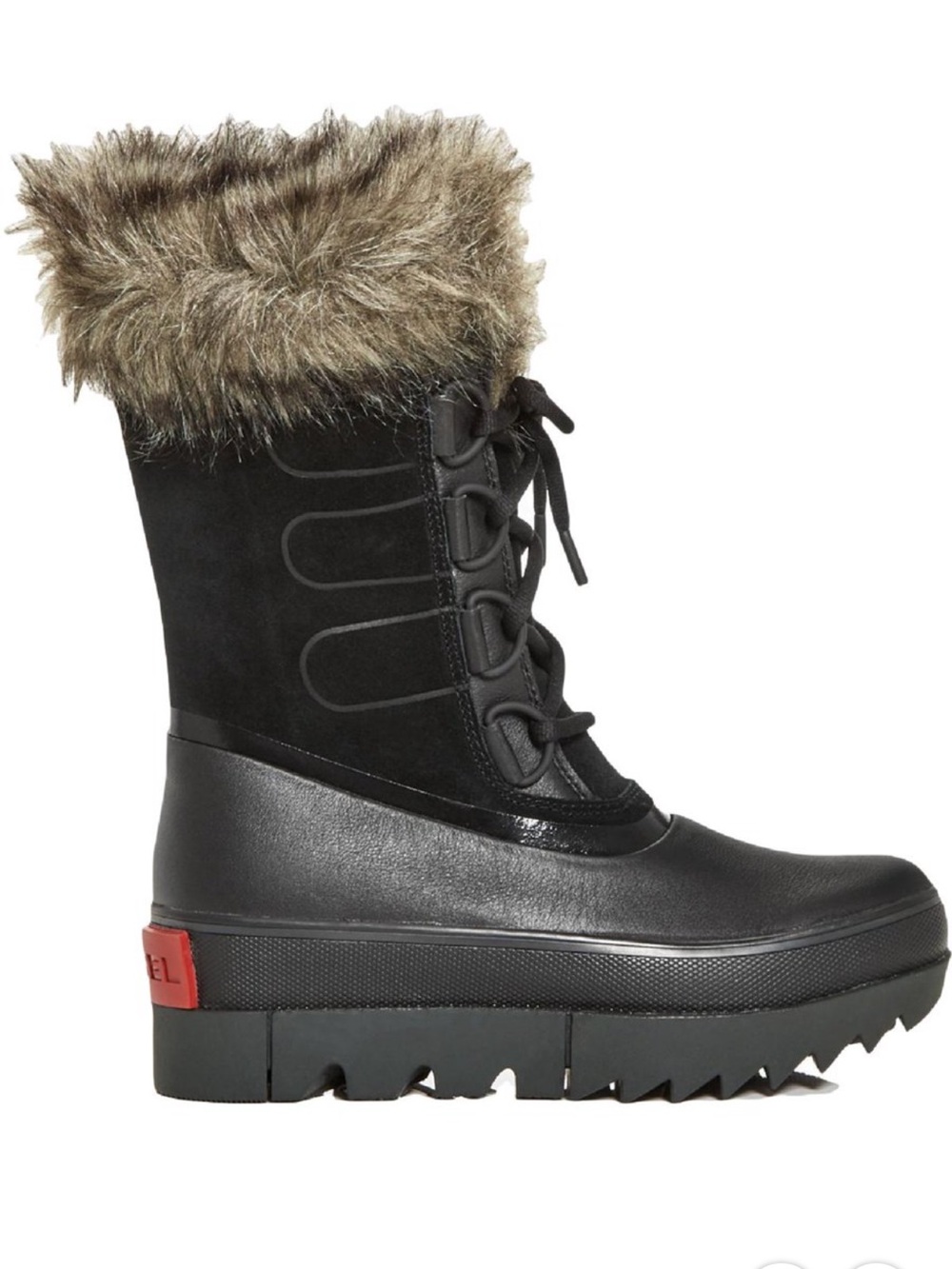 Sorel Joan of Arctic Next Black Faux-Fur Trim Winter Lace-Up Boots - Sz 10, NWOB